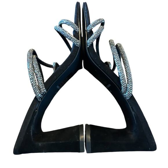 Aqua Livyr Rhinestone Embellished Slip On Strappy Heeled Sandals NEW 8.5 - Picture 9 of 11